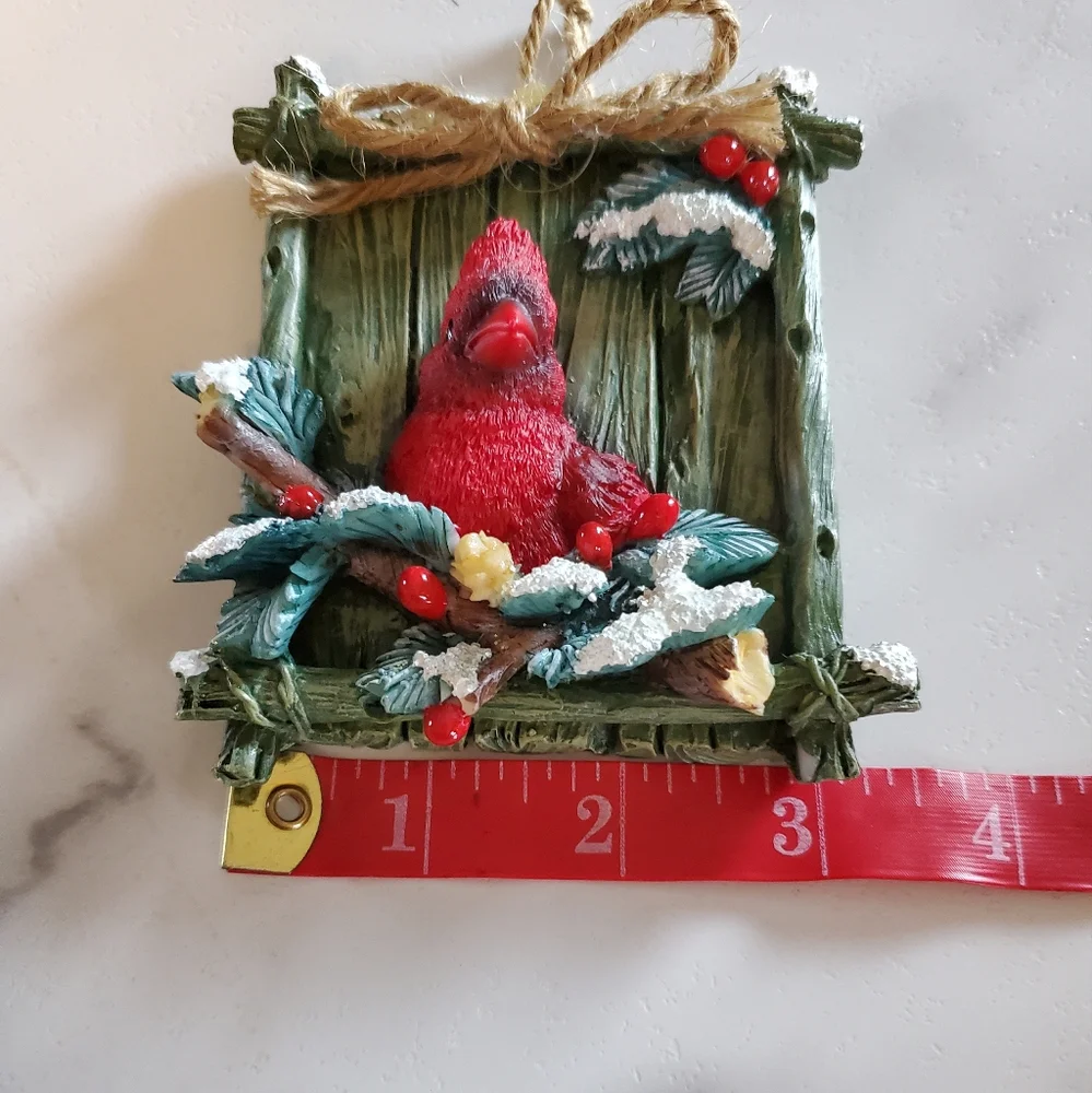 Cardinal & Snowy Holly Ornament
